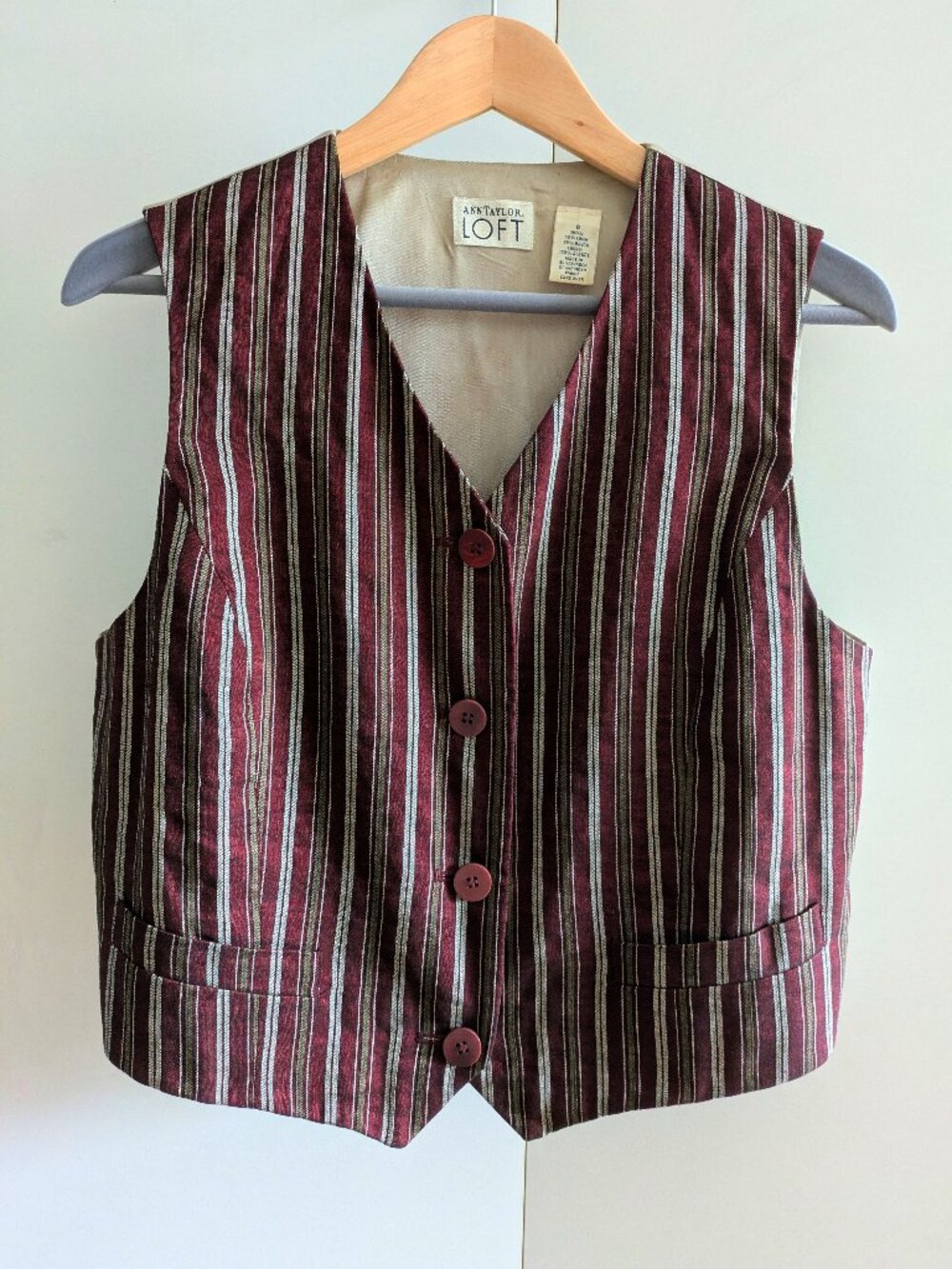 Vintage Ann Taylor Loft Striped Linen Blend Vest Size 8 | Versatile capsule chic